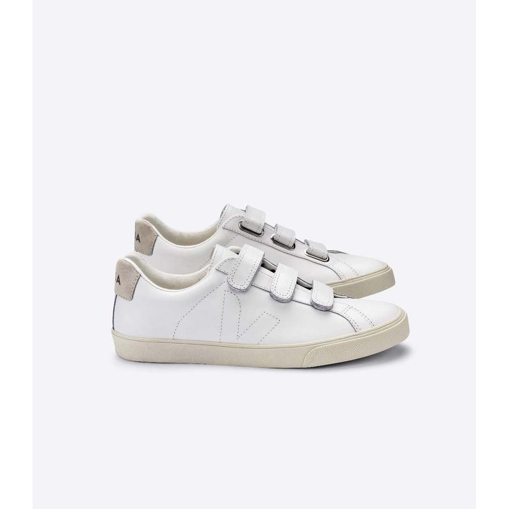 Veja 3-LOCK LEATHER Joggesko Dame Hvite | NO 613BEX